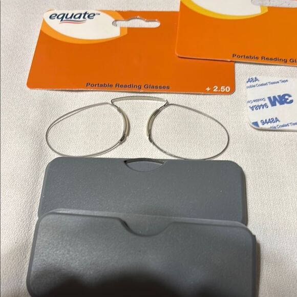 Equate Portable +250 Reading Glasses TWO pair w/one adhesive-auto, etc storage - Picture 1 of 5